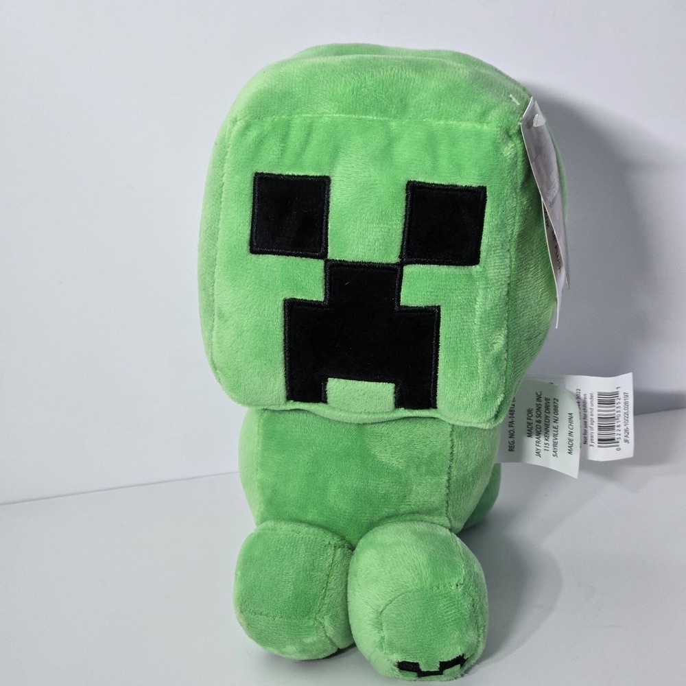 NEW Minecraft Bank Creeper Green‎ Monster Stuffed Pixel Plush Coin With Stopper